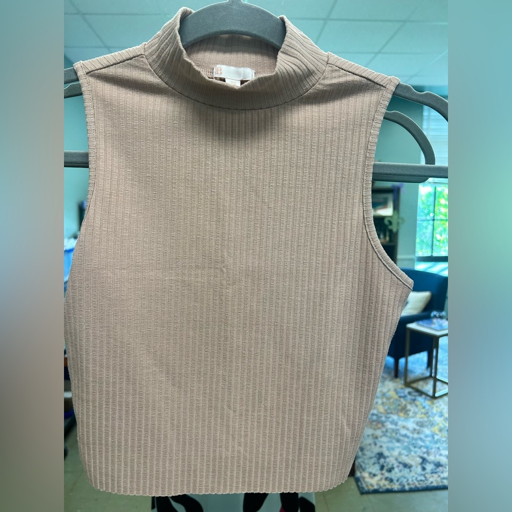 Gianni Bini Ribbed Tank Top - Beige/pink